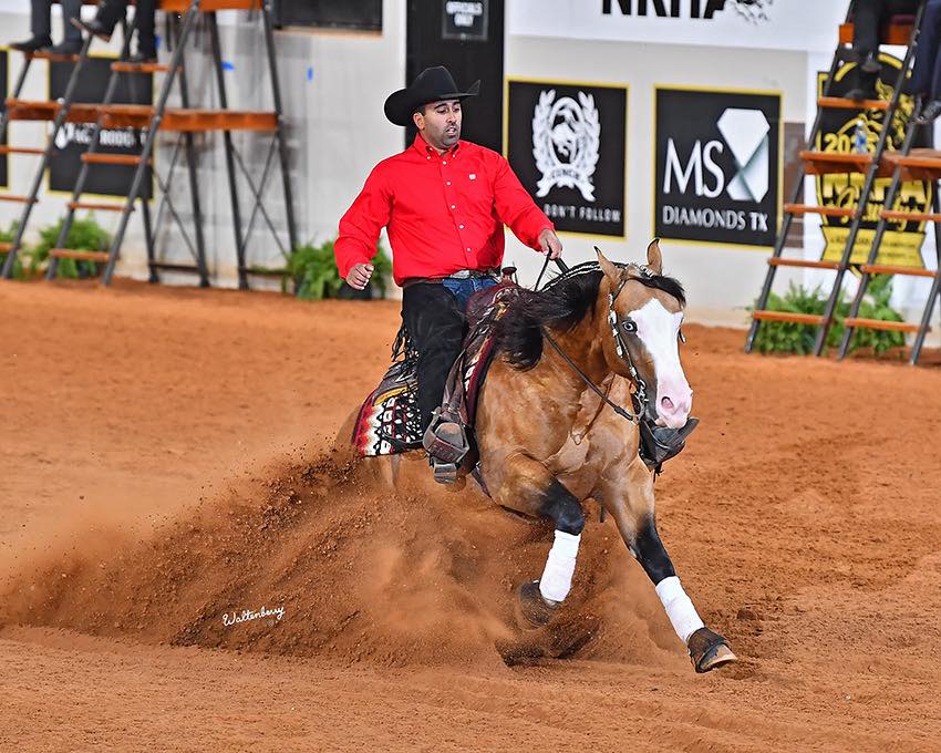 Vincienzo Santos riding This Happened Again at the 2025 NRHA Futurity